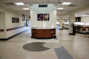United States Department of Veterans Affairs NIHCS Fort Wayne Campus welcome center detail flooring installation project by INSTALL