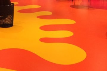 Flooring installation at Crayola Experience + Store by INSTALL contractor PCL Construction