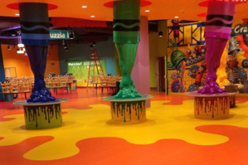 Flooring installation by PCL Construction at Crayola Experience
